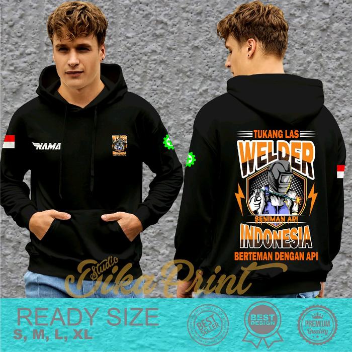 Jaket Hoodie Welder Tukang Las Seniman Api Indonesia untuk Pria dan Wanita Distro Bahan Nyaman - Cot