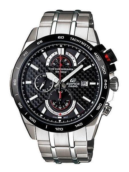 Casio Jam Tangan Pria Edifice EFR-520 Stainless Silver List Red Chrono Tahan Air Chronograph