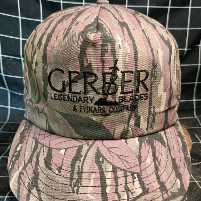 Gerber Camo Hat-A Frame Vintage USA Size Dewasa 56-59cm Snapback Twotone dengan Strap Adjustable unt