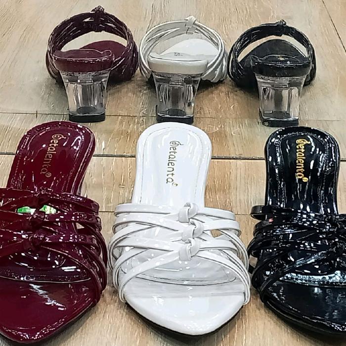 Sandal High Heel Kokop Rajut Simpul Hak Kaca Terbaru - Warna Merah, Putih, dan Hitam - Footwear By B