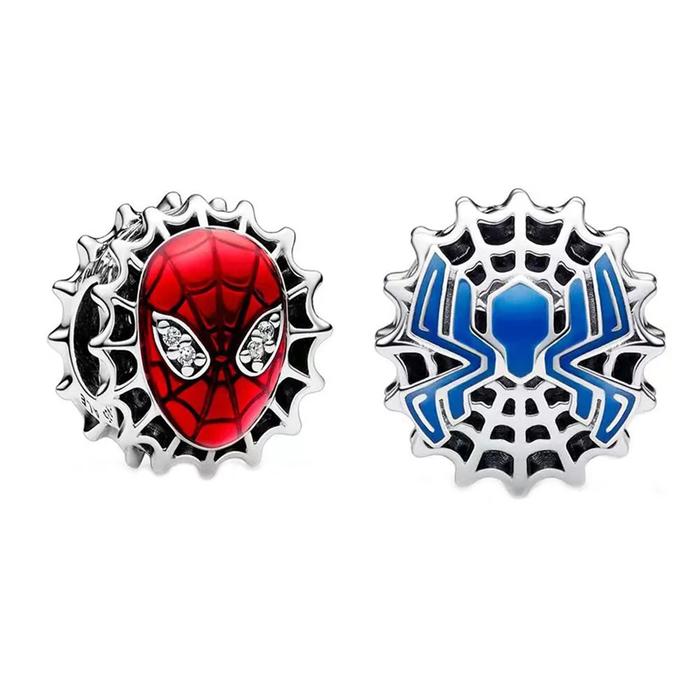 Miniso Marvel Inlaid Zircon Charm Beads 925 Sterling Silver Spider-Man Mask Dangle Fit Bangle Bracel