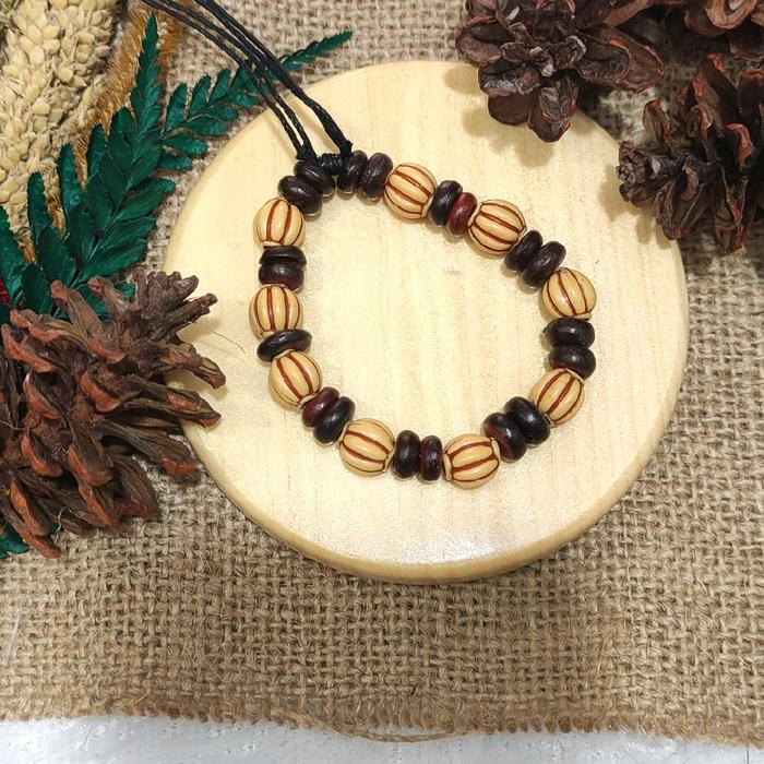 Gelang manik coklat/gelang manik kayu