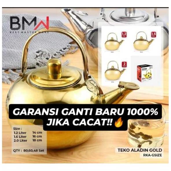 Teko Bulat Aladin Stainless Steel Kettel Teko Air Saringan Teh Tebal