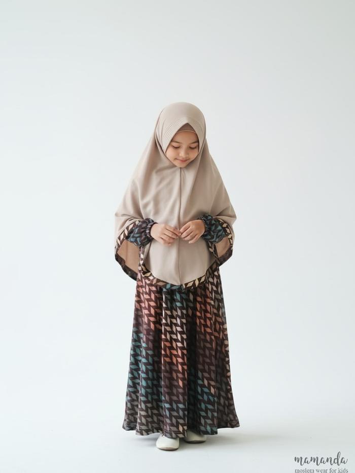 Mamanda Gamis Anak Mamanda, Hommy Dress Mocca, Skyblue. Baju Muslim Anak Dewasa Syari Panjang Lebara