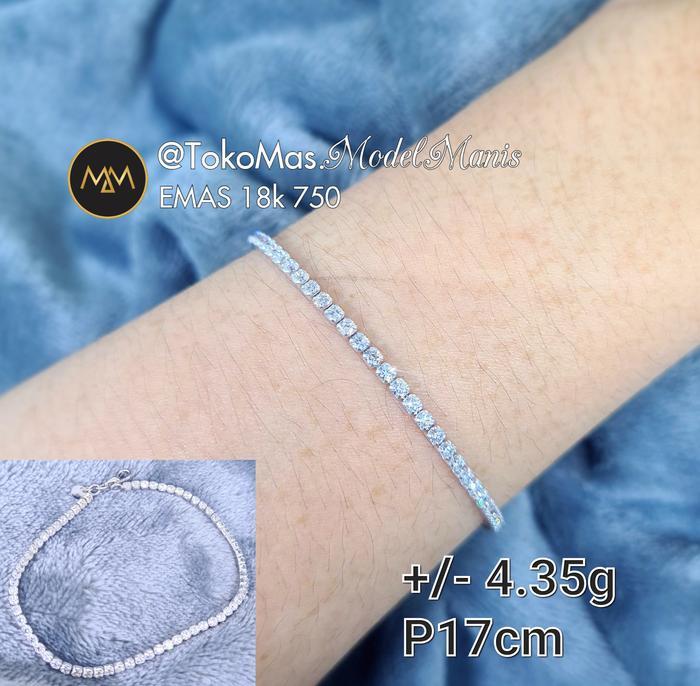 NEW GELANG EMAS LISTRING REAL DIAMOND LOOKS EMAS PUTIH 750 KADAR 18K