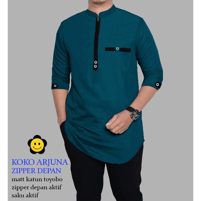 Koko Arjuna - Logo Smile (LS) - Ukuran S-3XL - Matt Katun Toyobo - Baju Koko atasan Pria ORI