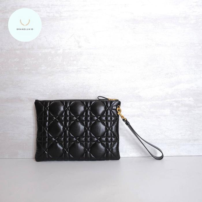 DIOR CARO POCHETTE / POUCH / CLUTCH GHW IN WARM TAUPE & BLACK