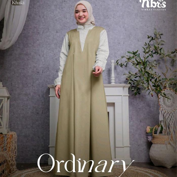 Ron 014 Khaki Nibras Gamis Dewasa Busui Friendly Baju Muslim Wanita