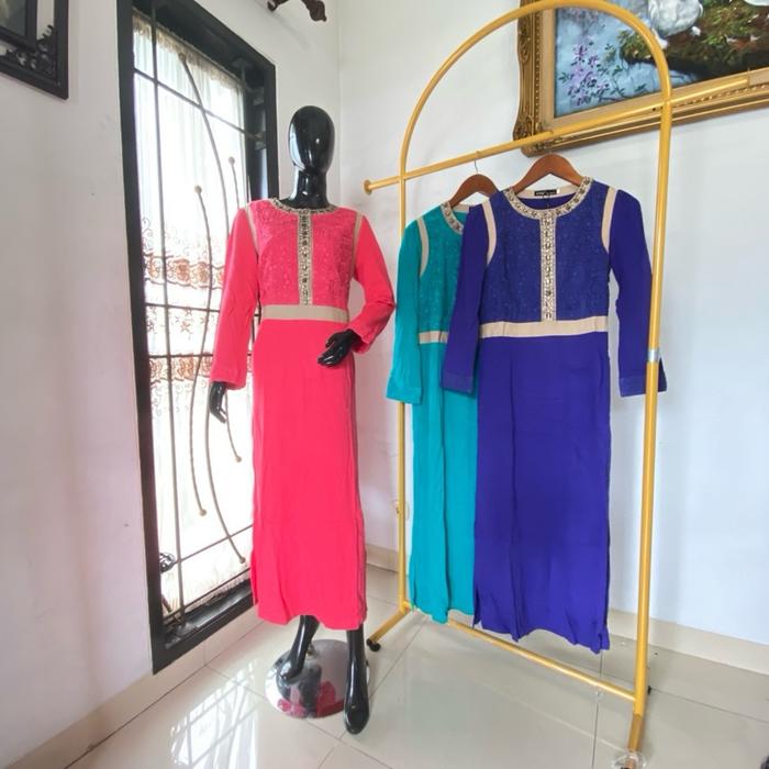 SNQ Gamis Mewah Murah SNQ Impor Mewah Murah Oblong Payet Dada Brokat Warna Cerah Cocok untuk Acara F
