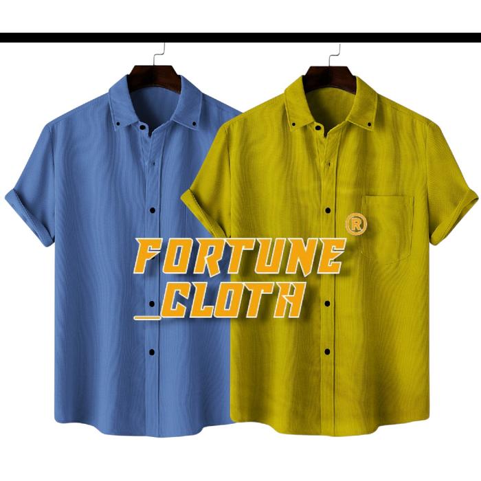 Kemeja Pria Dewasa Lengan Pendek Warna Kuning Lemon | Kemeja Pria Tangan Pendek Lemon | Baju Pria Uk