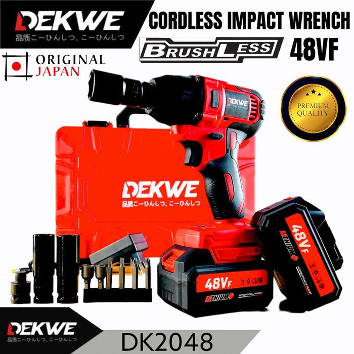 CORDLESS IMPACT WRENCH DEKWE BRUSHLESS 48v + BATERAI DAN KOPER | JLD 48s