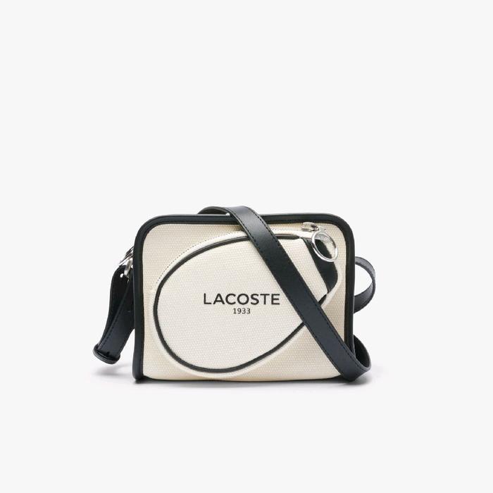 Lacoste Heritage Canvas Tennis Style Textile Shoulder Bag Tas Selempang Wanita - Beige