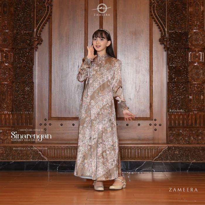 Zameera Ori Terbaru PO SINARENGAN GIRL DRESS STYLE B DRESS ONLY Gamis Issabela Premium Kancing Karet
