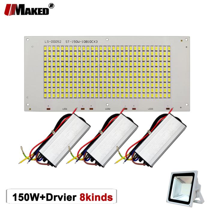 PCB LED 150W Daya Penuh + Kit Driver 220V Set Pelat Lampu Sorot