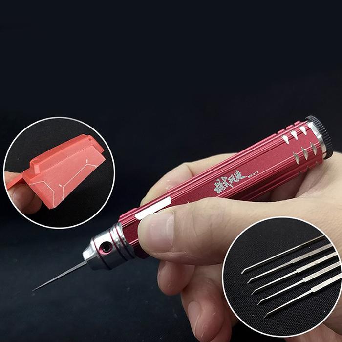 Red Gundam Resin Carved Scribe Line Hobby Cutting Tool Chisel + 5