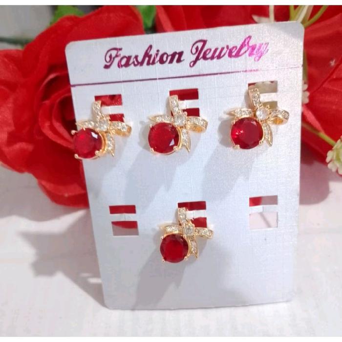 Liontin Wanita Permata Merah Delima aksesoris Fashion
