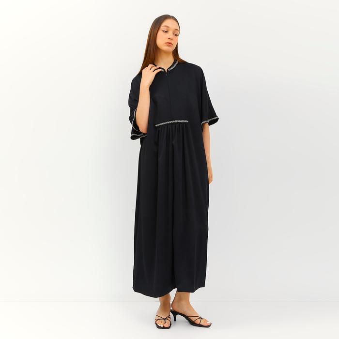 SIMPLICITY Embelished Front Zipper Kaftan Maxi Dress