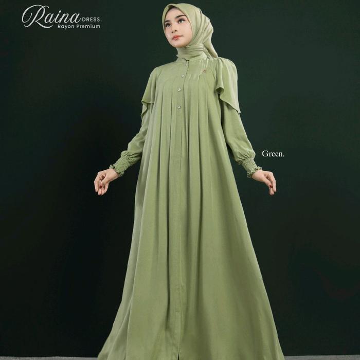 RAINA DRESS BY ARRAFI ORY NEW COLLECTION - Gaun Rayon Premium Warna Abu-abu untuk Tampilan Elegan Ga