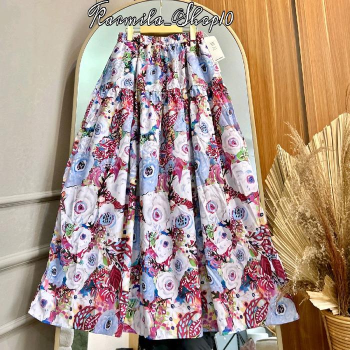 Rok Korean Floral | Rok Katun Motif Bunga Bunga Cantik | Skirt Style Katun Bunga Terbaru