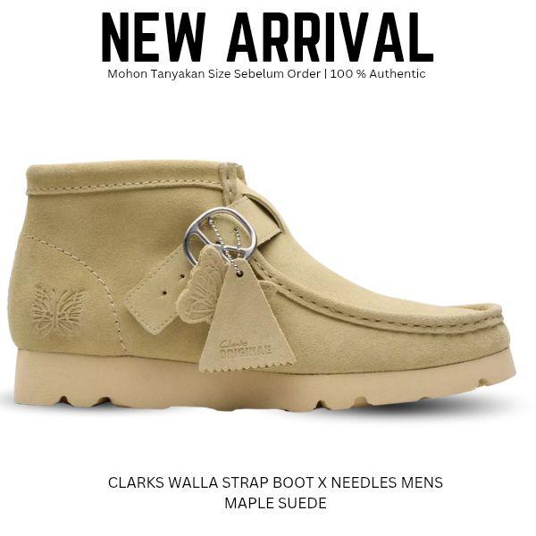 CLARKS WALLA STRAP BOOT X NEEDLES MENS  MAPLE SUEDE Sepatu Boot Oxford Pria Original 100%