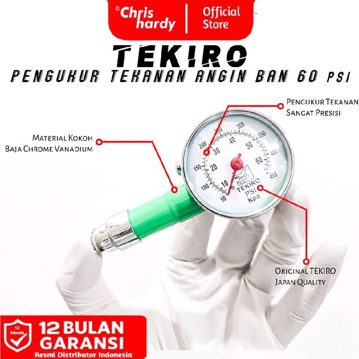 (COD)TEKIRO UKUR TEKANAN BAN ANGIN BULAT 60 psi/TEKIRO TIRE PRESSURE GAUGE ORIGINAL BERGARANSI SERBA