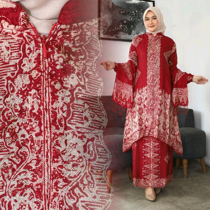 Zahira Set Tunik Batik Selendang Premium Dobby Sutra Visecose Anggun Ekslusif untuk Tampilan Elegan 