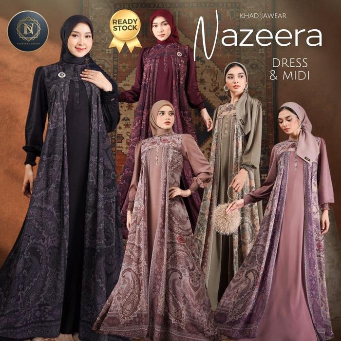 NAZEERA DRESS MIDI NADHEERA LUXURY NAZEERA SERIES GAMIS MOTIF TERBARU