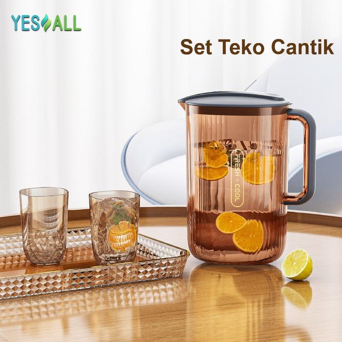 YESALL Teko Air Minum 2.2 Liter Besar Water Jug Air Minum Botol Air Minum Kulkas Aesthetic Food Gra