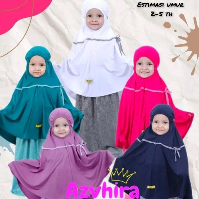Mukena Anak Motif Kotak Original By.Az-Vhira Kids Free Tas Cantik Bahan Jersy Zoya - Muslim, Renda