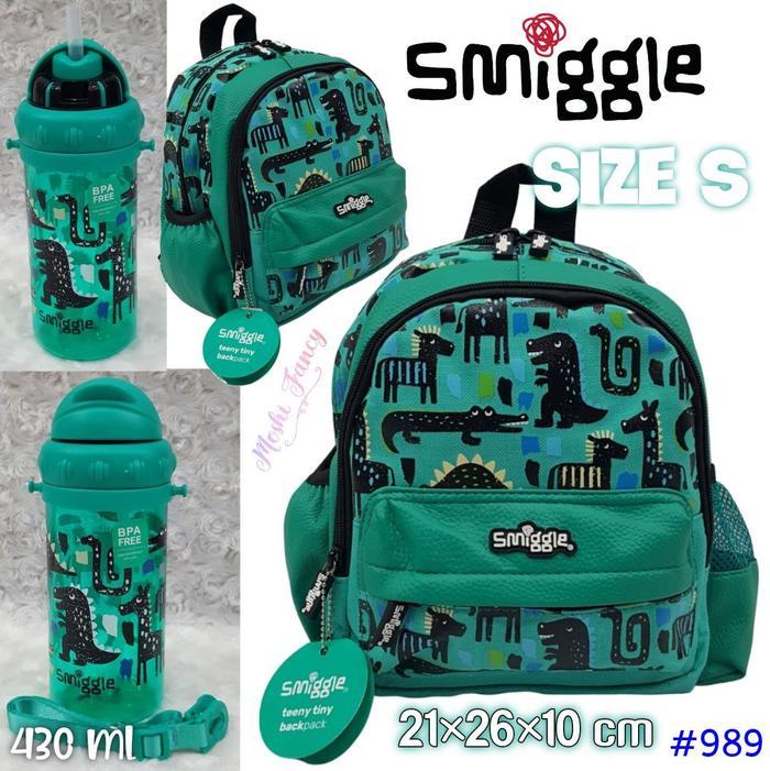 DISKON Tas Smiggle Anak Motif Dinosaurus Hijau / Tas Gendong Anak Sekolah PAUD TK Smiggle Boy Motif 