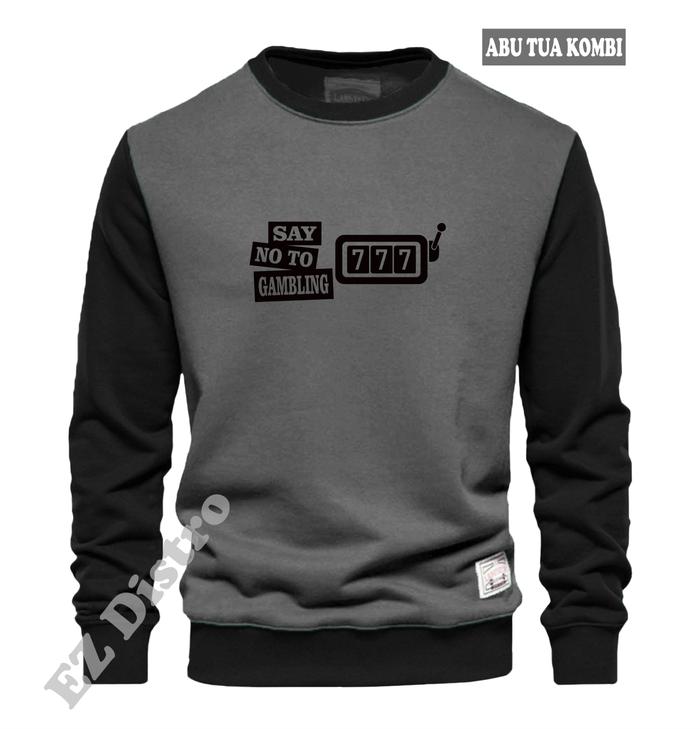 Sweater Crewneck Kombinasi Laki Laki Perempuan Bahan Fleece Halus Nyaman U ntuk Di Pake Olahraga Kas
