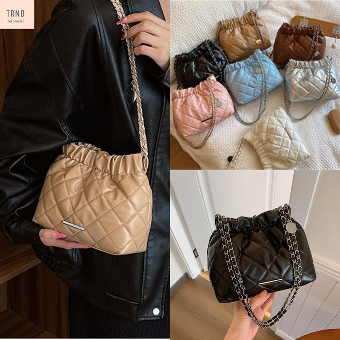 Tas Serut coquette Rantai Kualitas Import Berlian Tas Wanita Sling Bag Fashionable Korean Style HB02