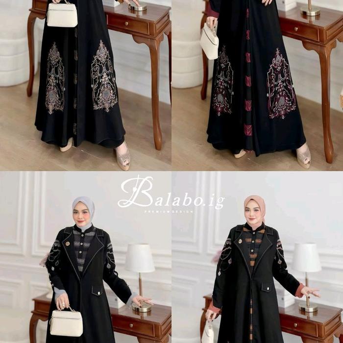 Balabo.ig Soraya Dres Hitam Elegan dengan Embroidery Detail dan Desain Modern untuk Tampilan Mewah