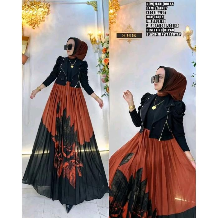 SHR NEW GAMIS MAXI DRESS BAHAN PREMIUM MOTIF CANTIK TRENDS Dengan Desain Elegan Dan Warna Yang Menar