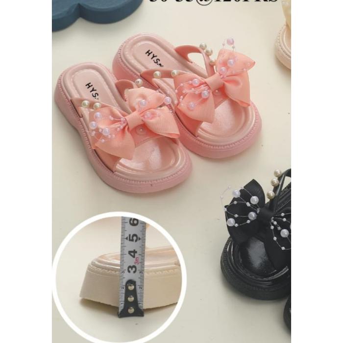 Sandal Anak Perempuan Jelly Karet Import Motif Pita Tali Mutiara Empuk Tebal Hys 6022