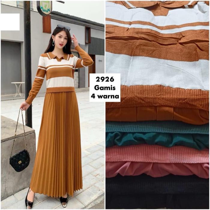 GAMIS RAJUT KOMBINASI PLISKET