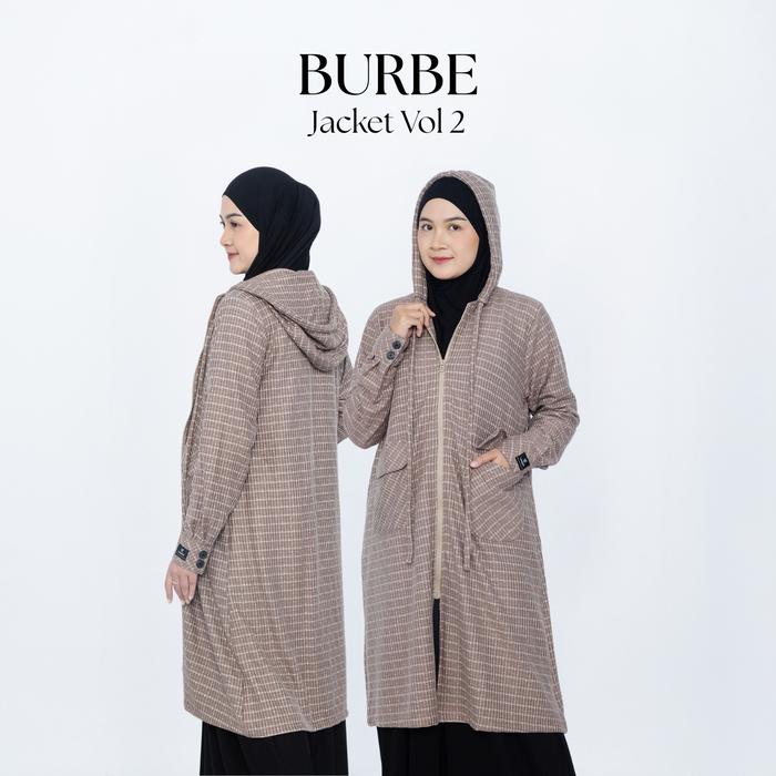 Burbe Vol 2 Long Jacket Hoodie Syar'i Bahan Sandro White Knite by Levezein