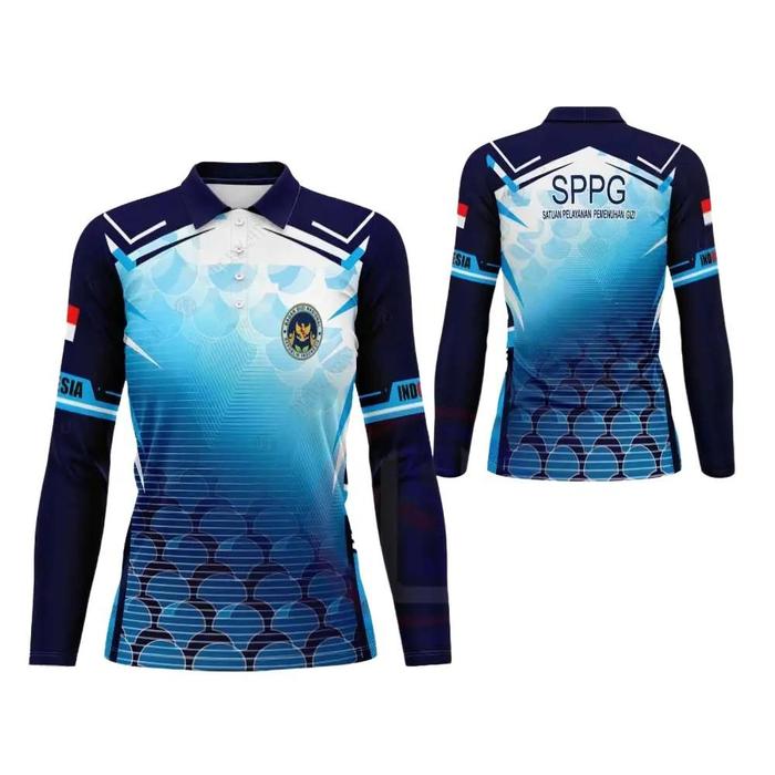 Kaos Polo Wanita Baju SPPG JERSEY BADAN GIZI NASIONAL KAOS SPPG Fullprint Free Custom  Kerah