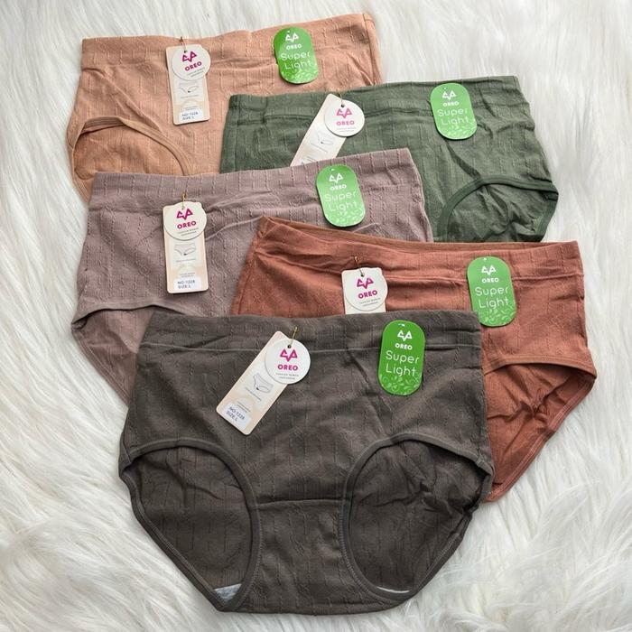 CD OREO 1228 [Isi 3/6/12] Celana Dalam Wanita Rajut Seamless CD Polos Adem High Waist Menutup Lemak 