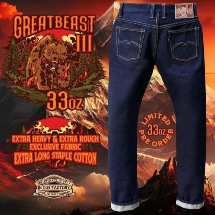 CELANA SAGE DENIM THE GREATBEAST III 33OZ Unsanforized Deep Indigo