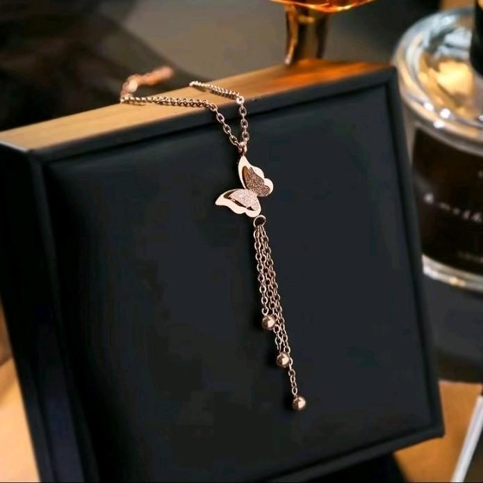 [bayar ditempat]kalung titanium wanita model kupu_kupu juraii