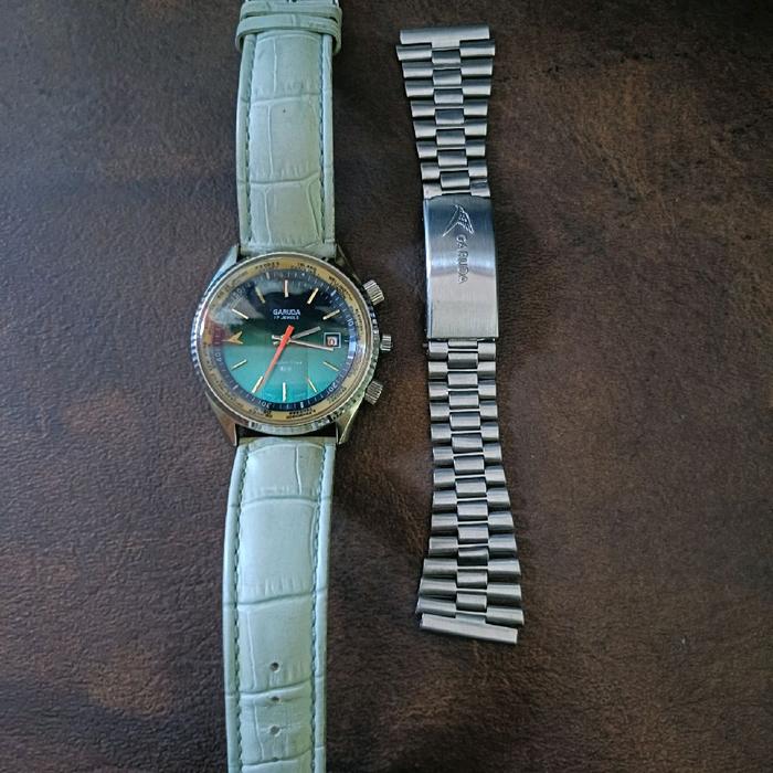 jam tangan vintage Garuda world timer GMT swiss watch