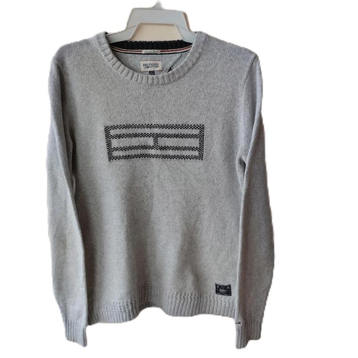 vintage knitwear tommy hilfiger original Pria Hoodie Wanita Sweater Hitam Zipper Streetwear Oversize