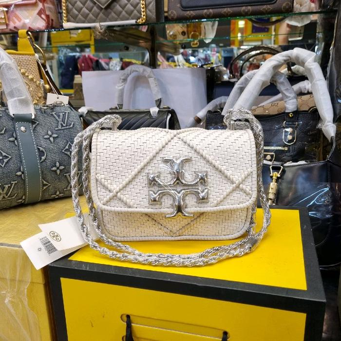 TORY BURCH Eleanor Diamond Quilt Small Chain Shoulder Sling Bag Tas Wanita Genuine Leather Kulit Sap