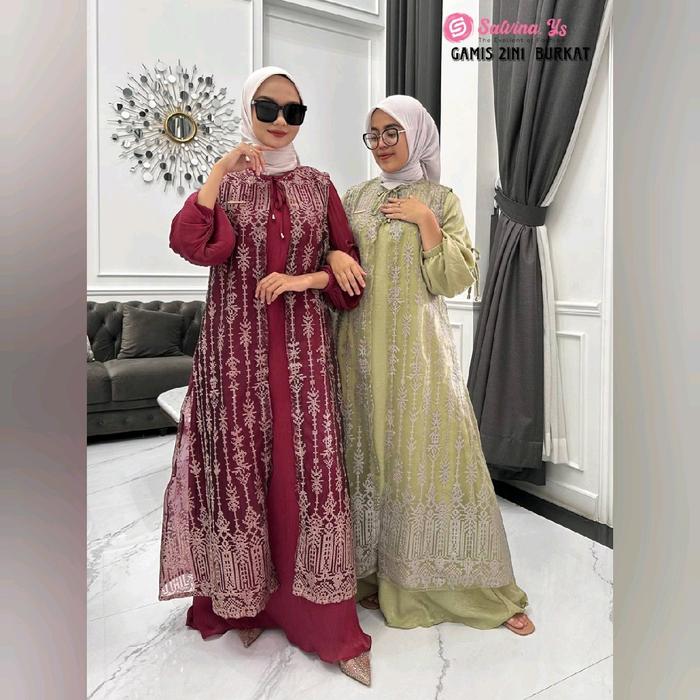 Gamis salvina rompi shimmer mix organza