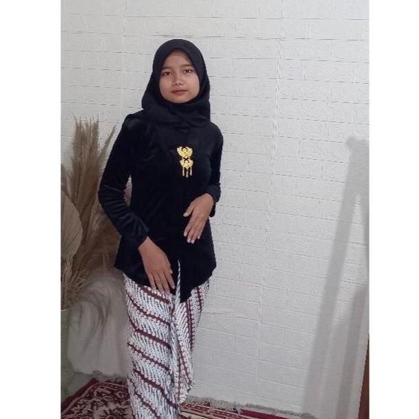Kebaya Hitam Bludru Polos Kutubaru Kartini Anak Paud Tk Sd Smp Sma Smk Baju Adat Anak Perempuan Set 