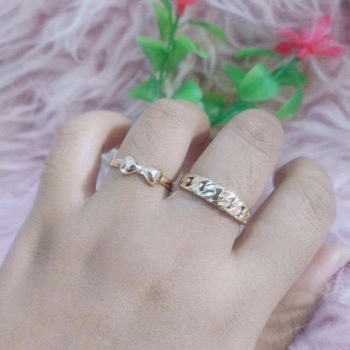 Swasa Cincin simple Pita Rantai Rante Petir Cinta Wajik  simple Cantik Elegan Awet 99% persis emas a