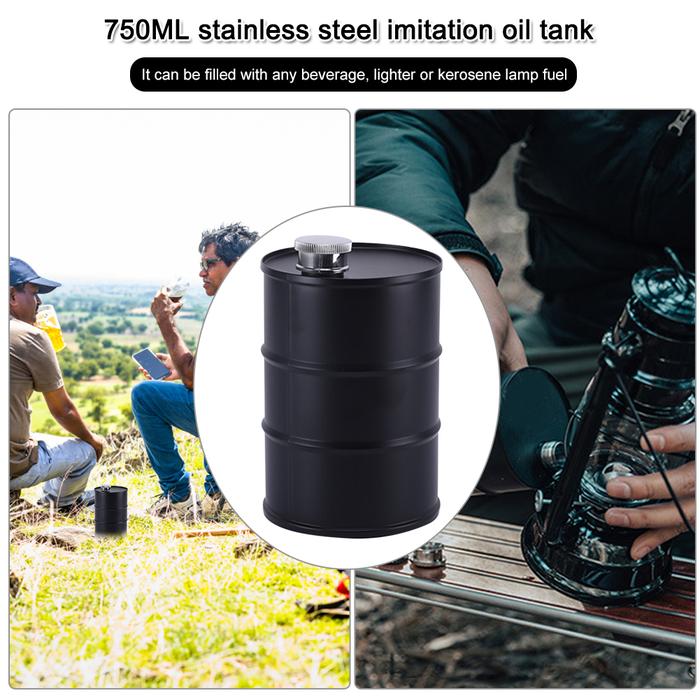 750ml Barrel Wine Pot Stainless Steel Mini Alcohol Vodka Bottle