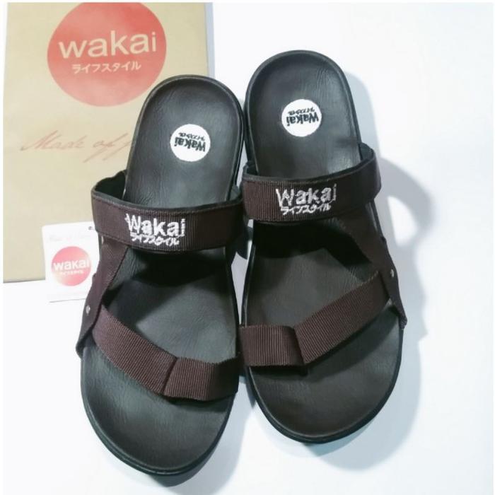 New Arrival Sandal Wakai Pria/Wanita Putih dengan Outsole PVC dan Insole Eva Dibungkus Kulit Sinteti