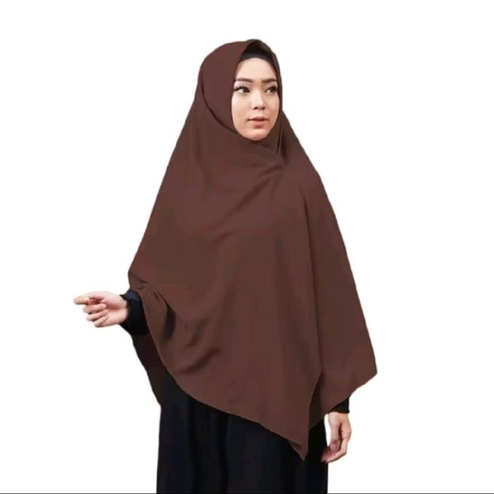 Jilbab Segiempat Wolfis syar'i Jumbo 130x130 Kerudung Muslimah - COKLAT TUA